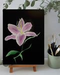 Pink flower canvas art print by Petals & Ash Studio featuring a vibrant pink flower on textured canvas background.