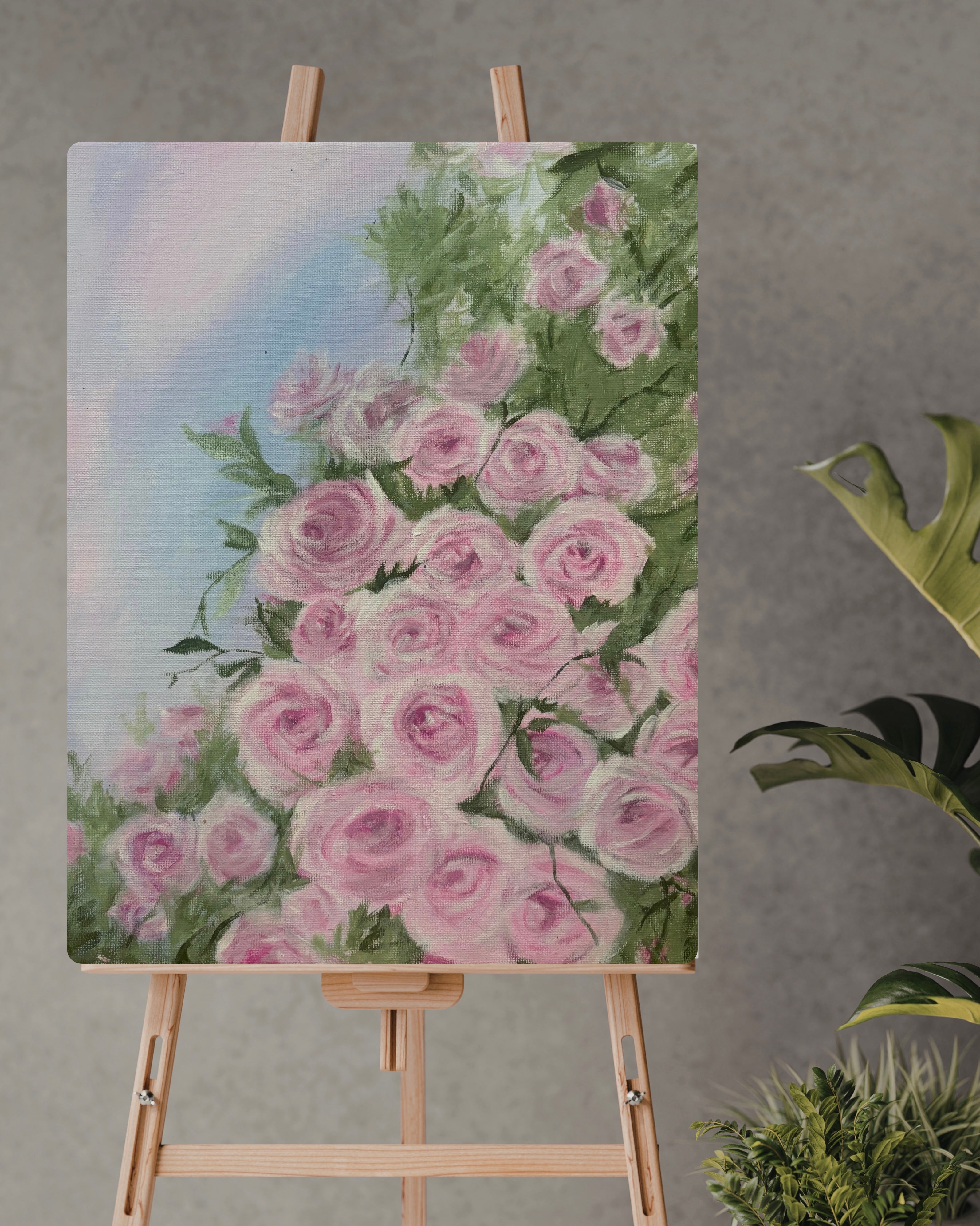 Pink roses canvas print by Petals & Ash Studio featuring vibrant floral artwork on a high-quality canvas.