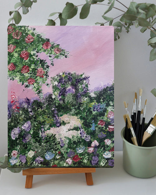 Flora in Quiet Abundance canvas print by Petals & Ash Studio featuring vibrant, detailed floral artwork on stretched canvas.