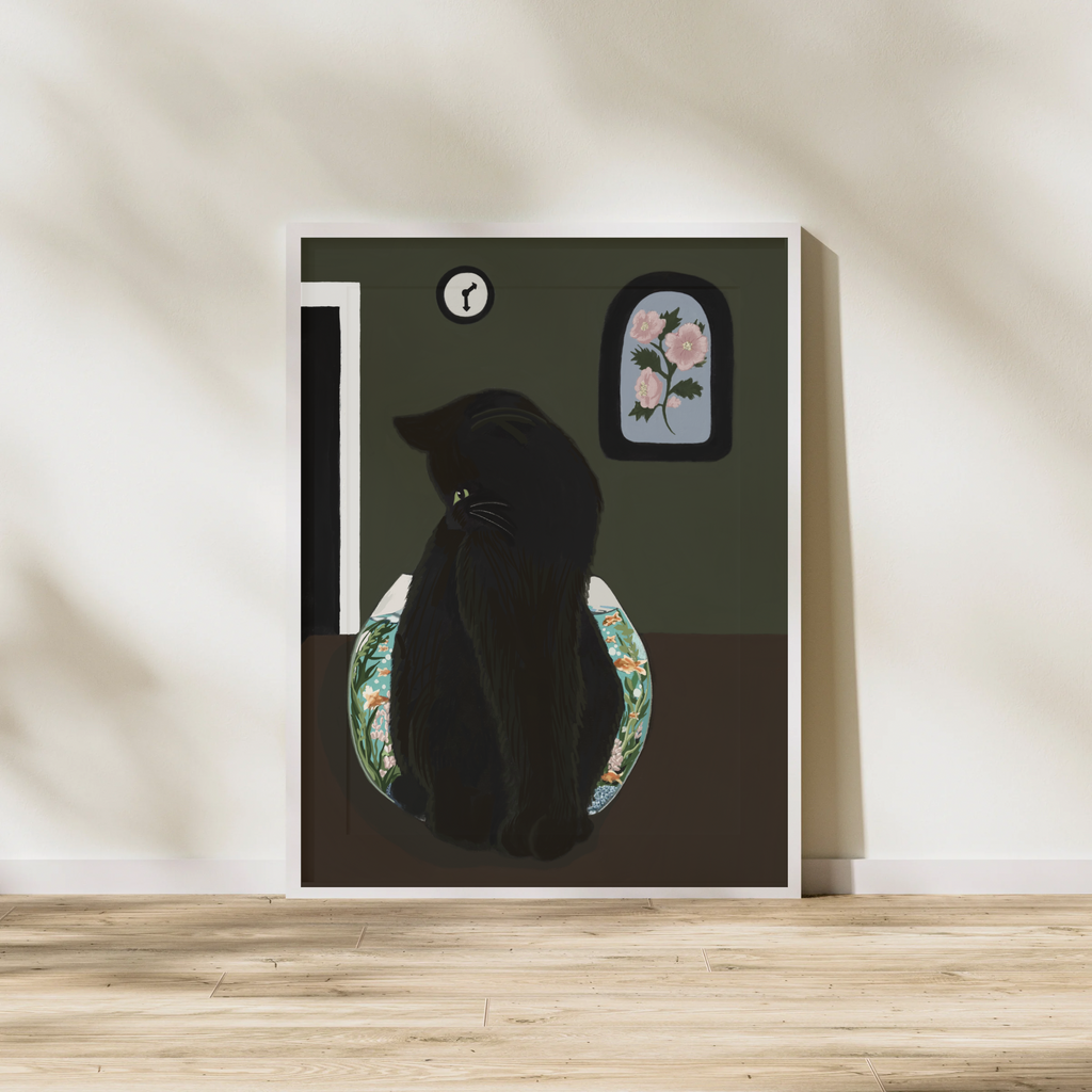 Glass Between Us — Black Cat Art Print