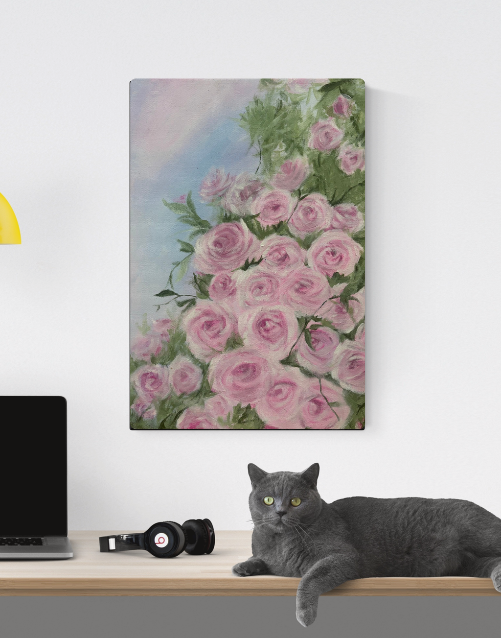 Pink roses canvas print by Petals & Ash Studio featuring vibrant floral artwork on a high-quality canvas.