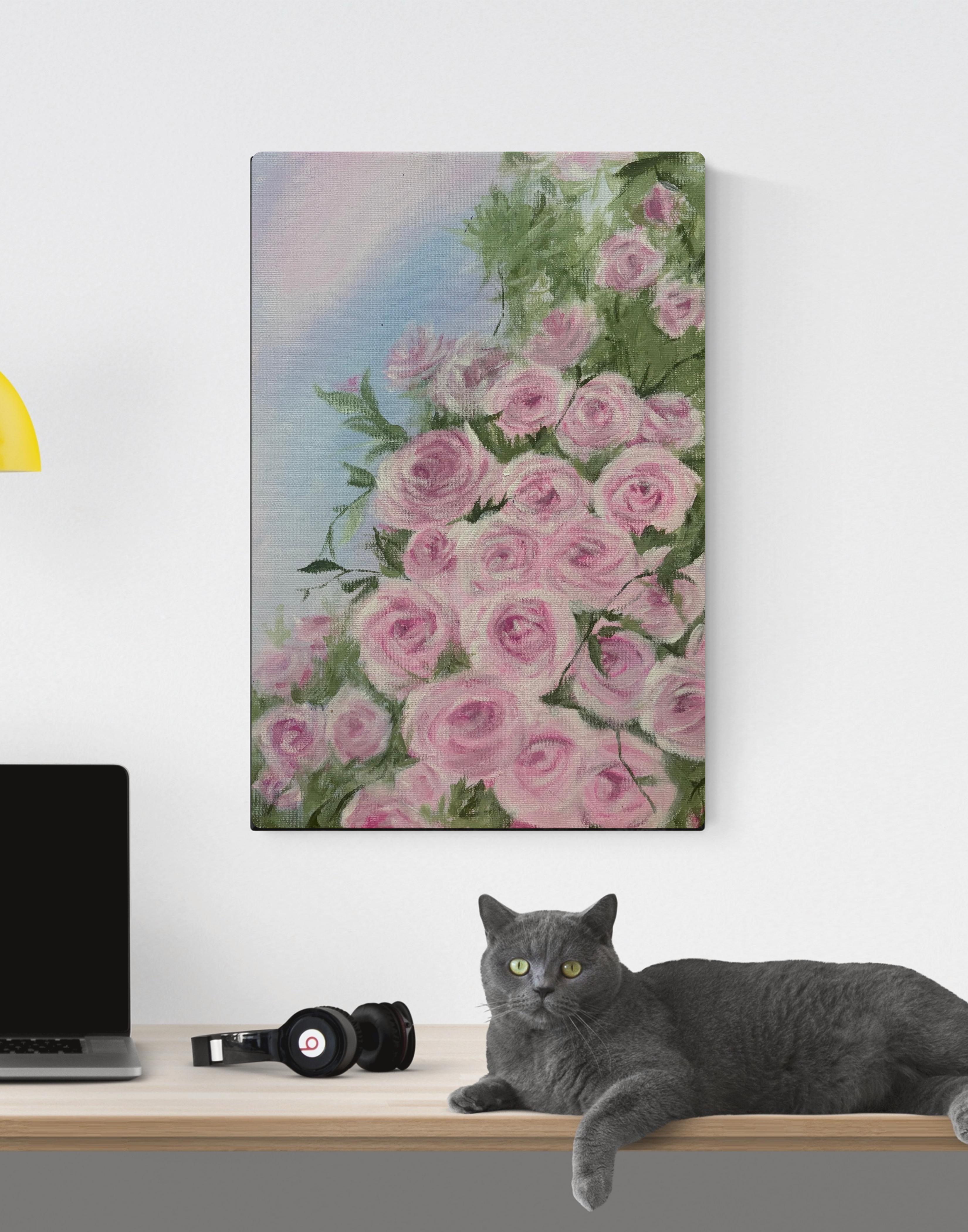Pink roses canvas print by Petals & Ash Studio featuring vibrant floral artwork on a high-quality canvas.