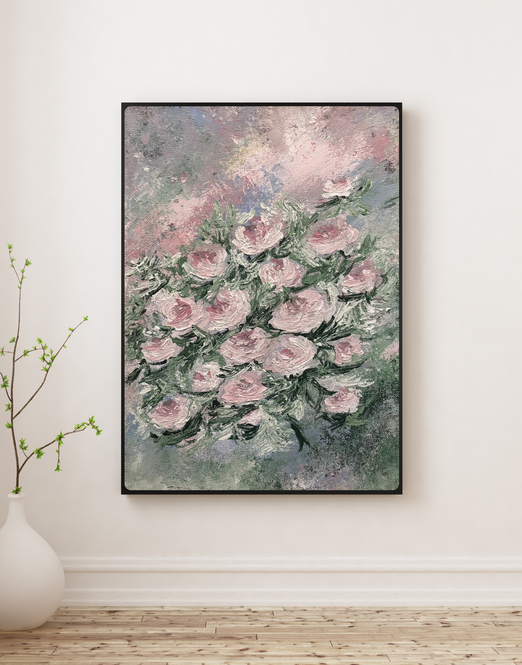 Colorful floral art print featuring vibrant breathing flowers by Petals & Ash Studio, perfect for floral wall decor.