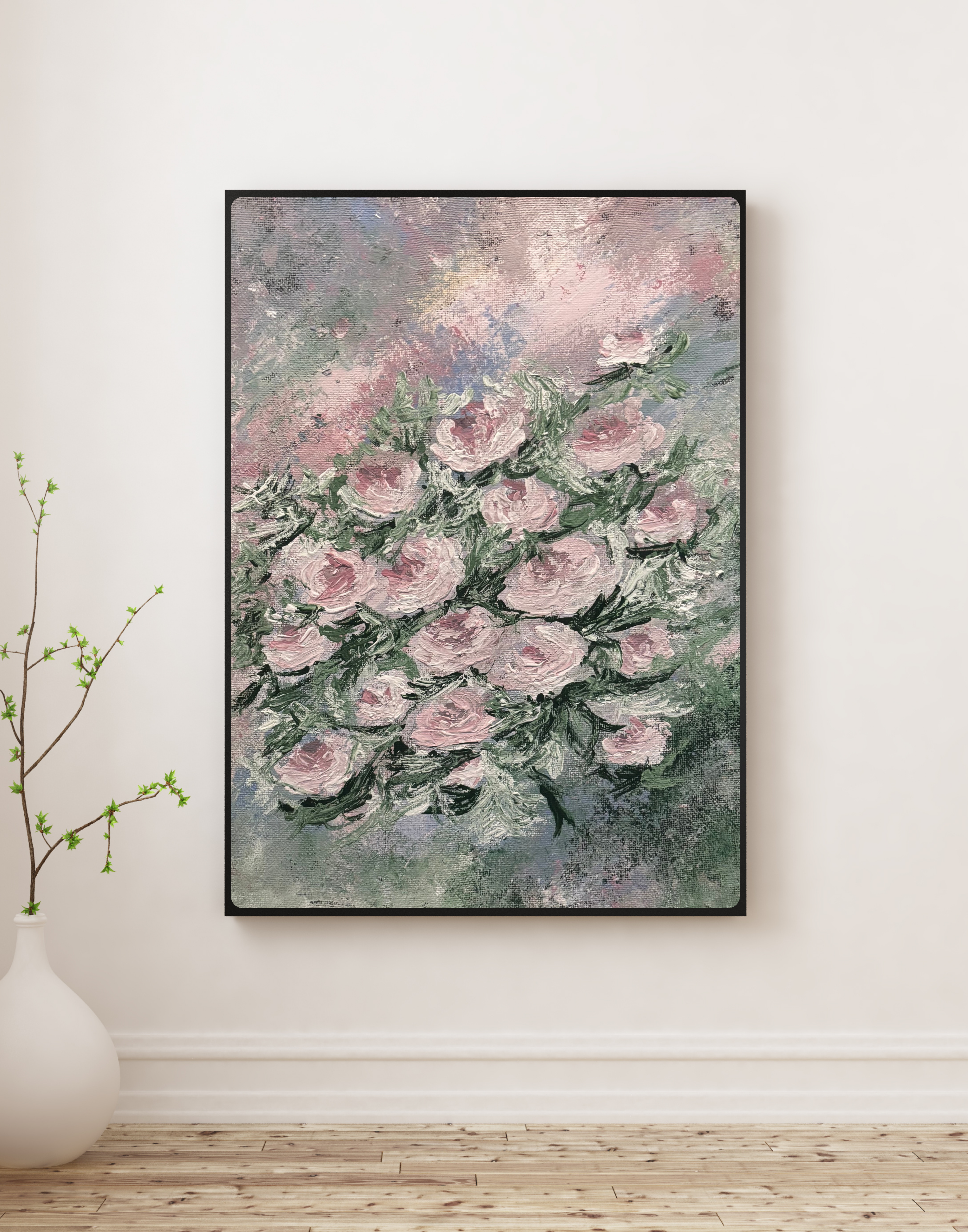 Colorful floral art print featuring vibrant breathing flowers by Petals & Ash Studio, perfect for floral wall decor.