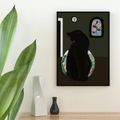 Glass Between Us — Framed Black Cat Art Print