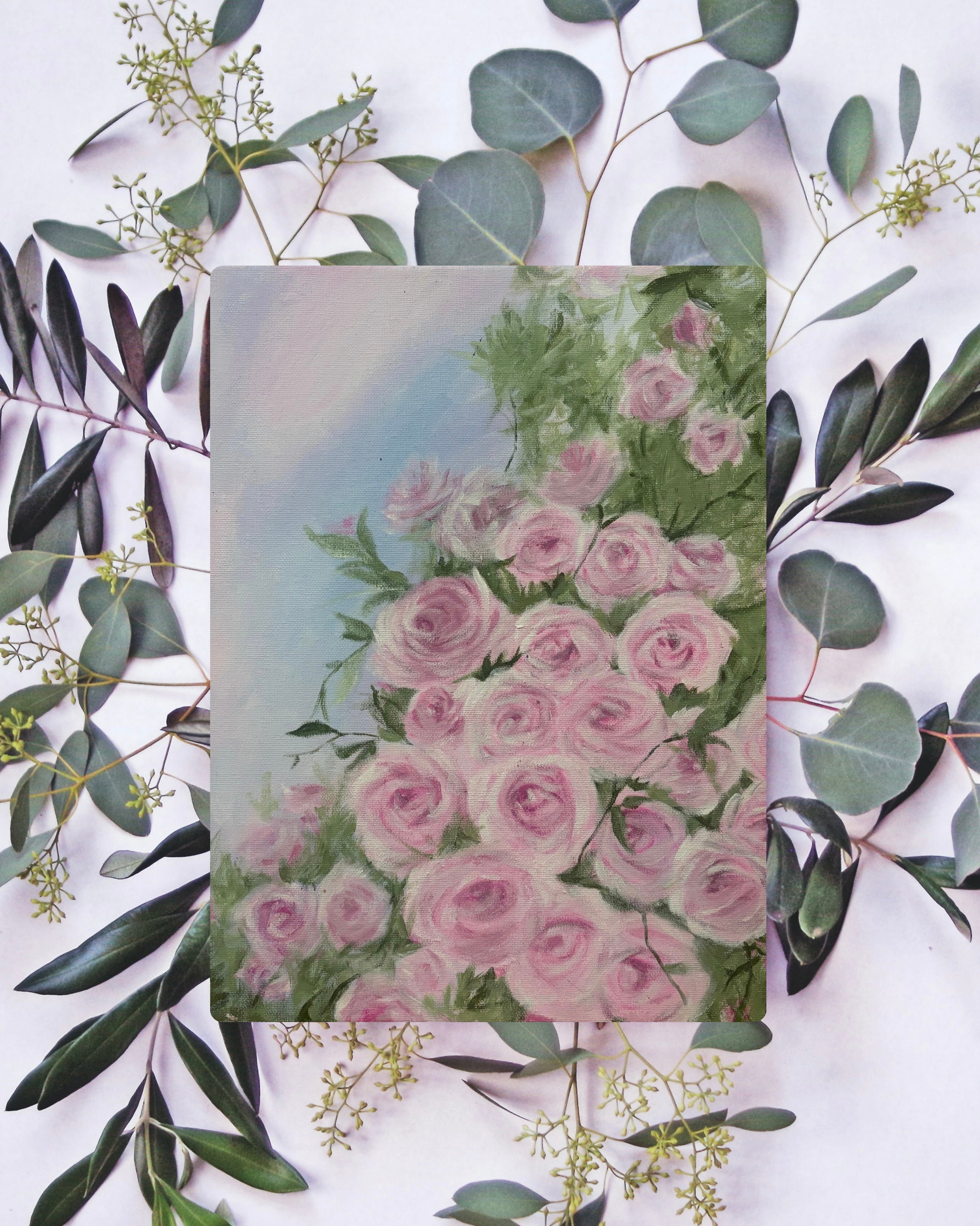 Pink rose poster print by Petals & Ash Studio, featuring a vibrant, detailed floral design on high-quality poster paper.