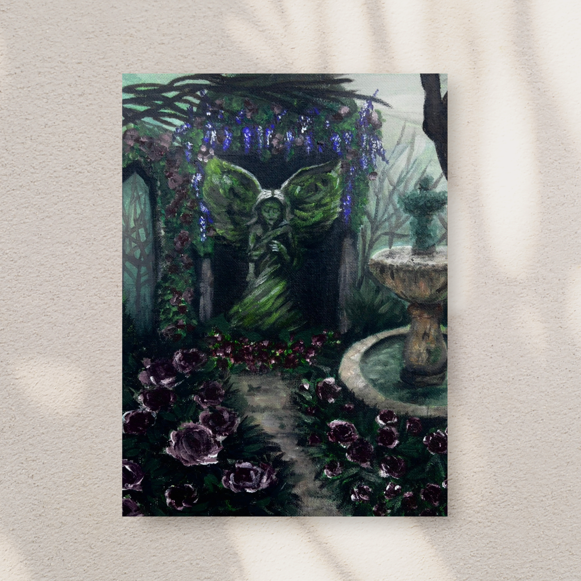 Angel in a Dark Place art print by Petals & Ash Studio, featuring a detailed illustration of an angel with dark, moody tones.