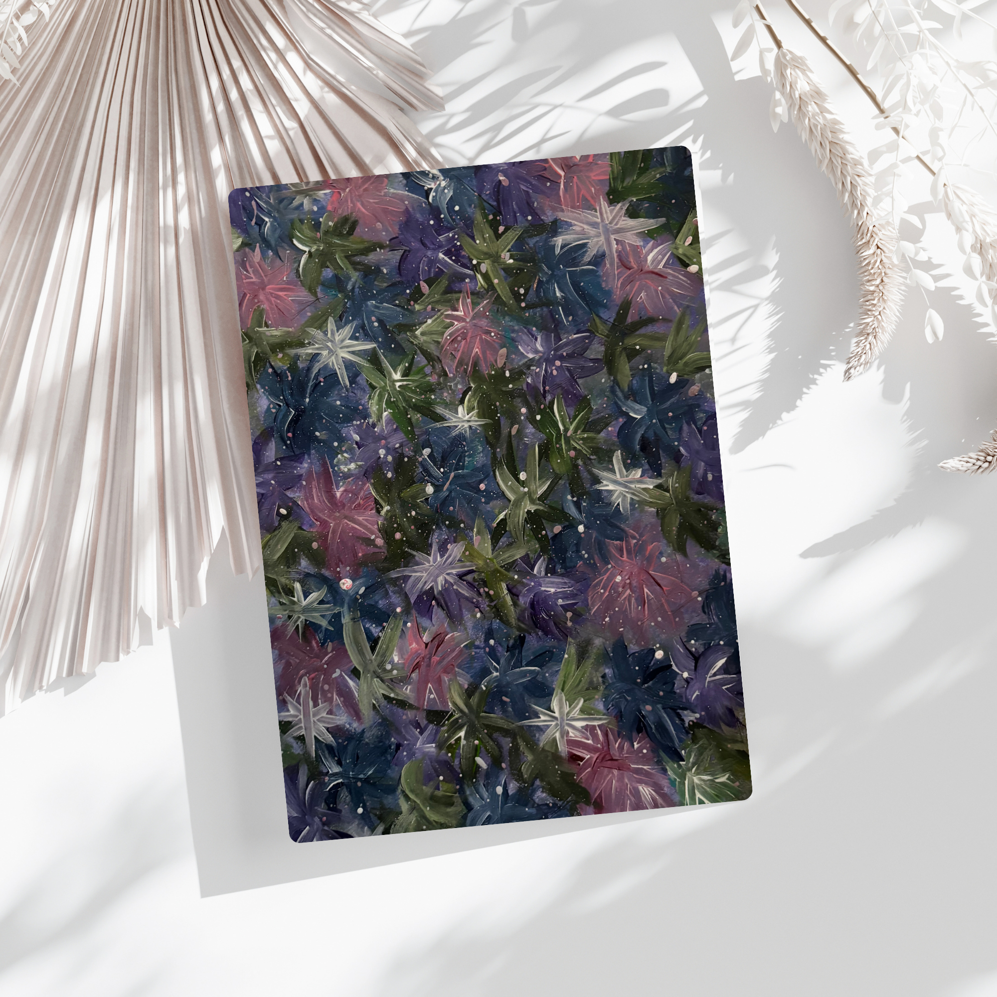 Abstract celestial floral canvas print by Petals & Ash Studio featuring vibrant, artistic floral and cosmic design on stretched canvas.