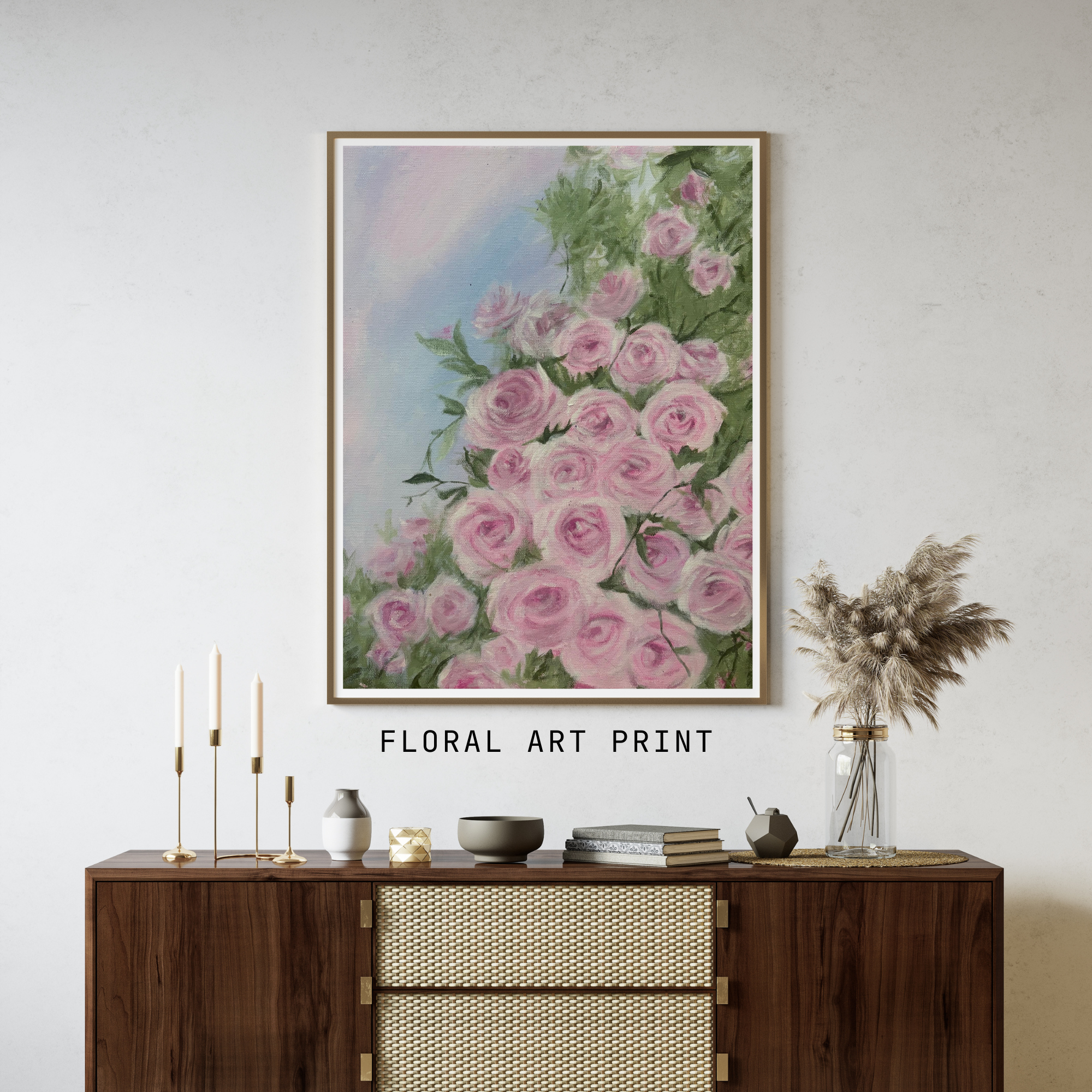 Pink Roses — Floral Art Print
