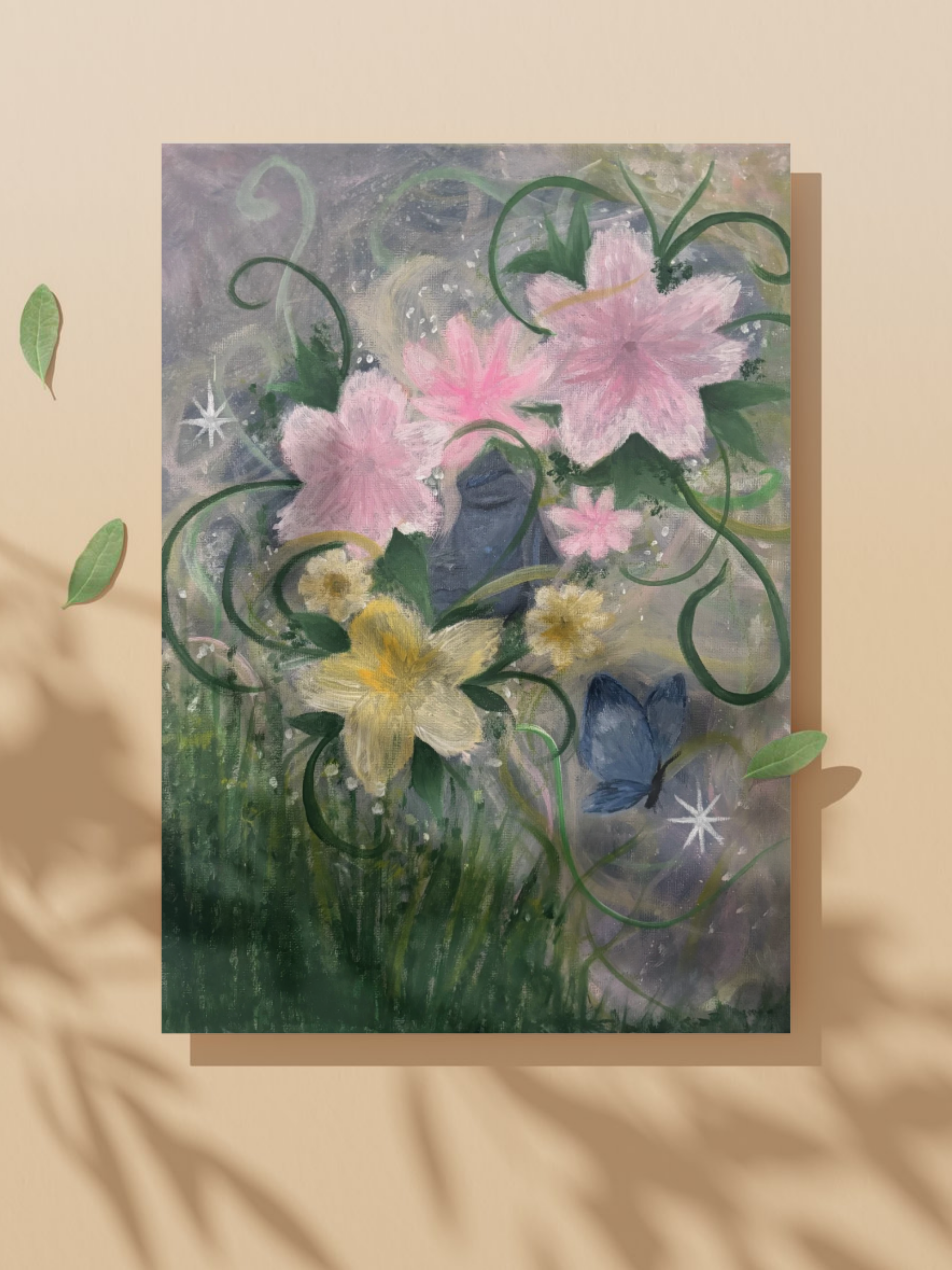 Petals and Stars poster print by Petals & Ash Studio featuring a vibrant floral and celestial design on high-quality paper