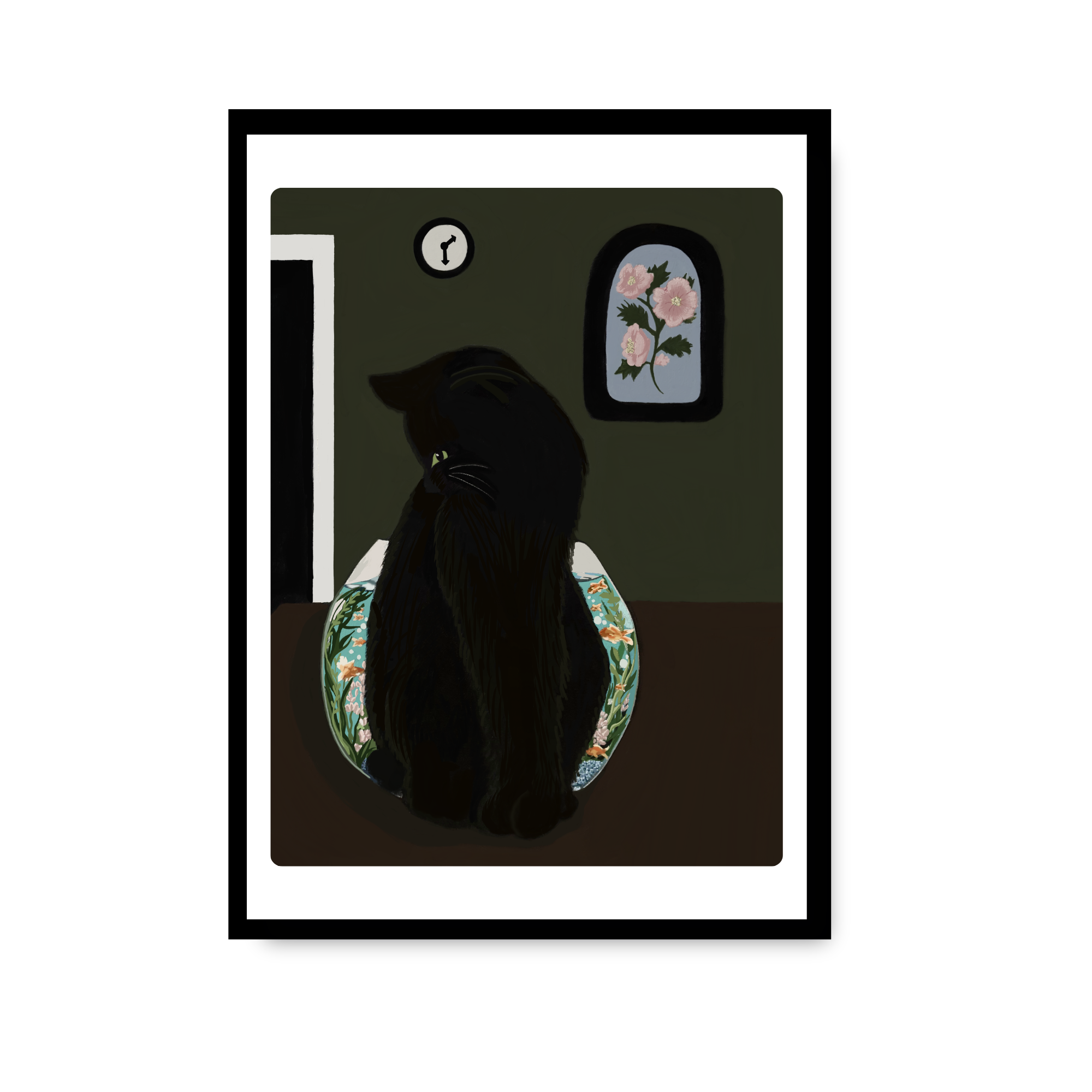 Glass Between Us — Framed Black Cat Art Print