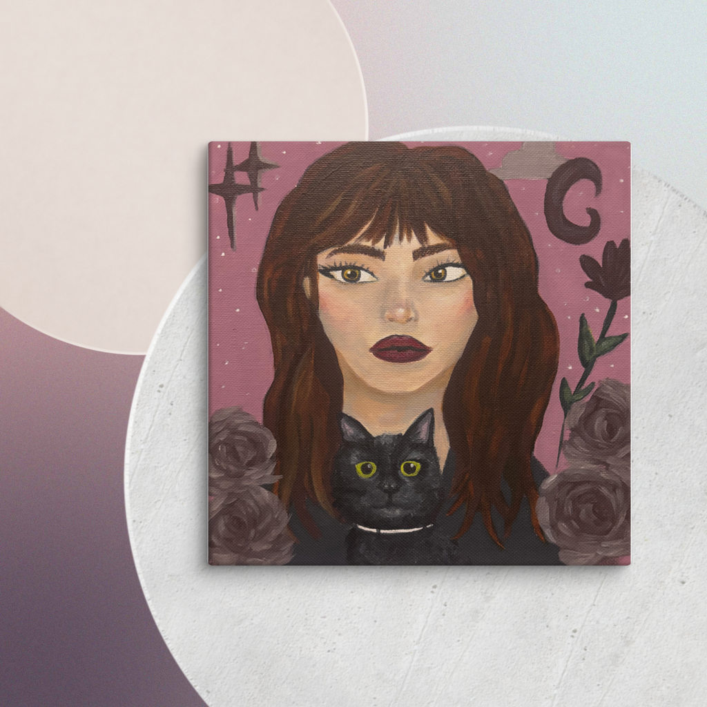 Girl’s best friend canvas art print by Petals & Ash Studio, featuring a charming design on a 6x6 inch canvas.