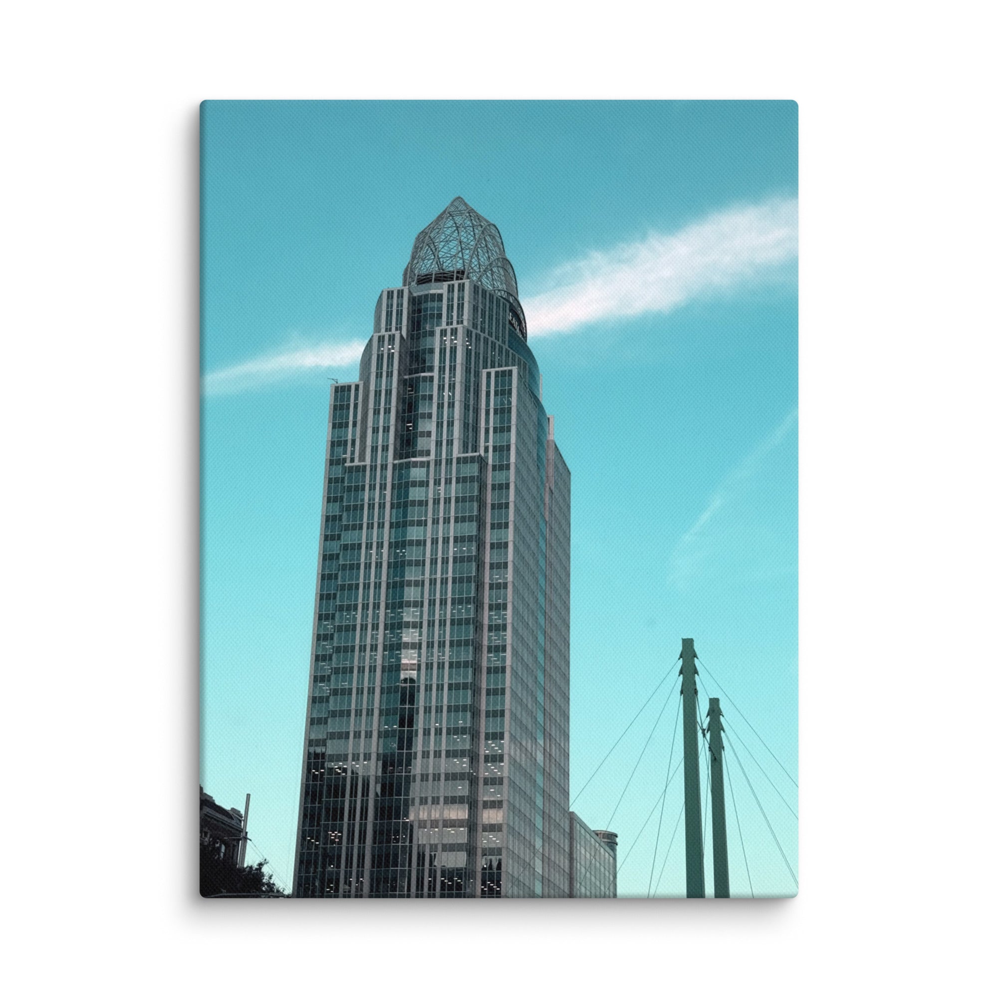 City building photo canvas print by Petals & Ash Studio, featuring a detailed urban skyline on a 12x16 wall art canvas.