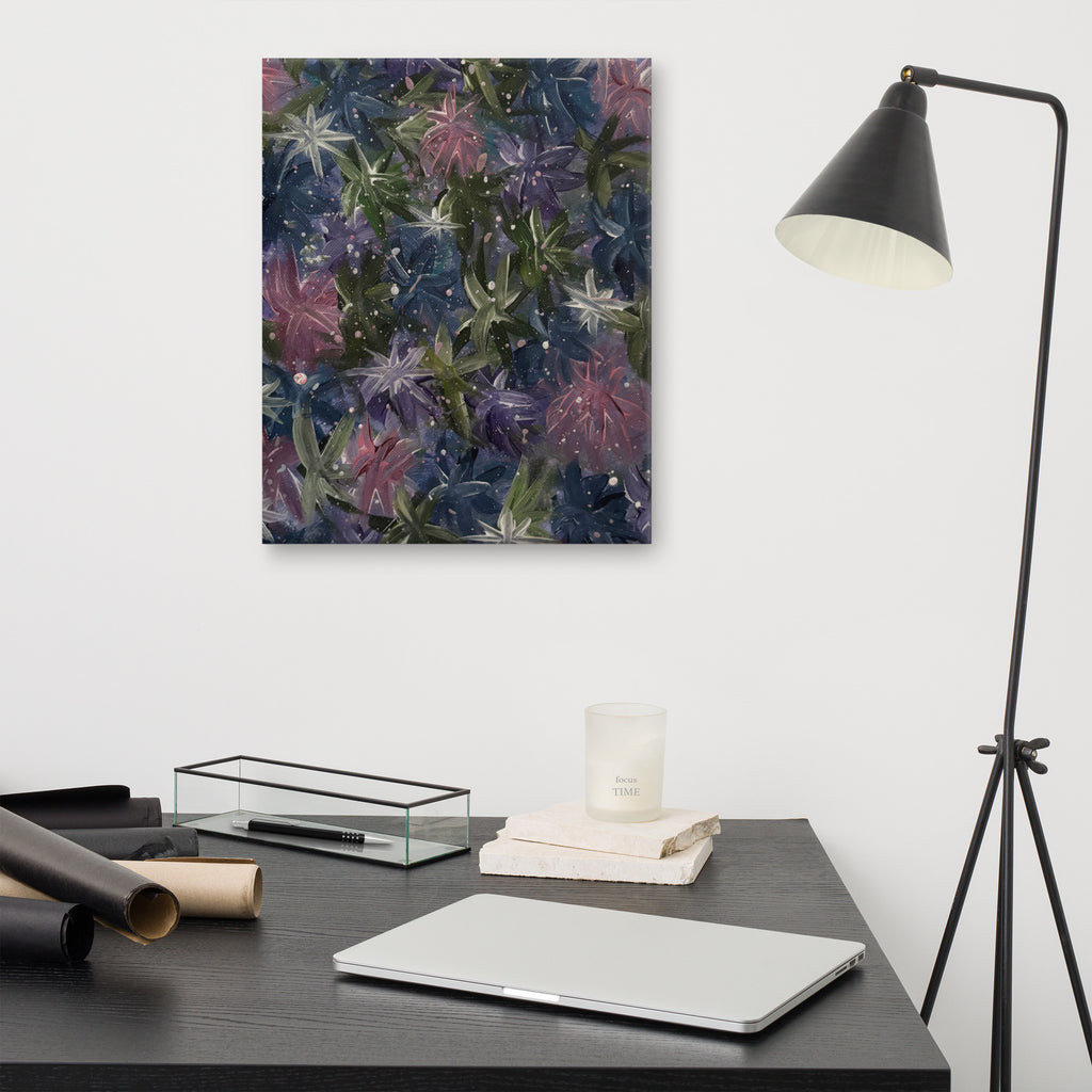Abstract celestial floral canvas print by Petals & Ash Studio featuring vibrant, artistic floral designs on a 16x20 canvas.