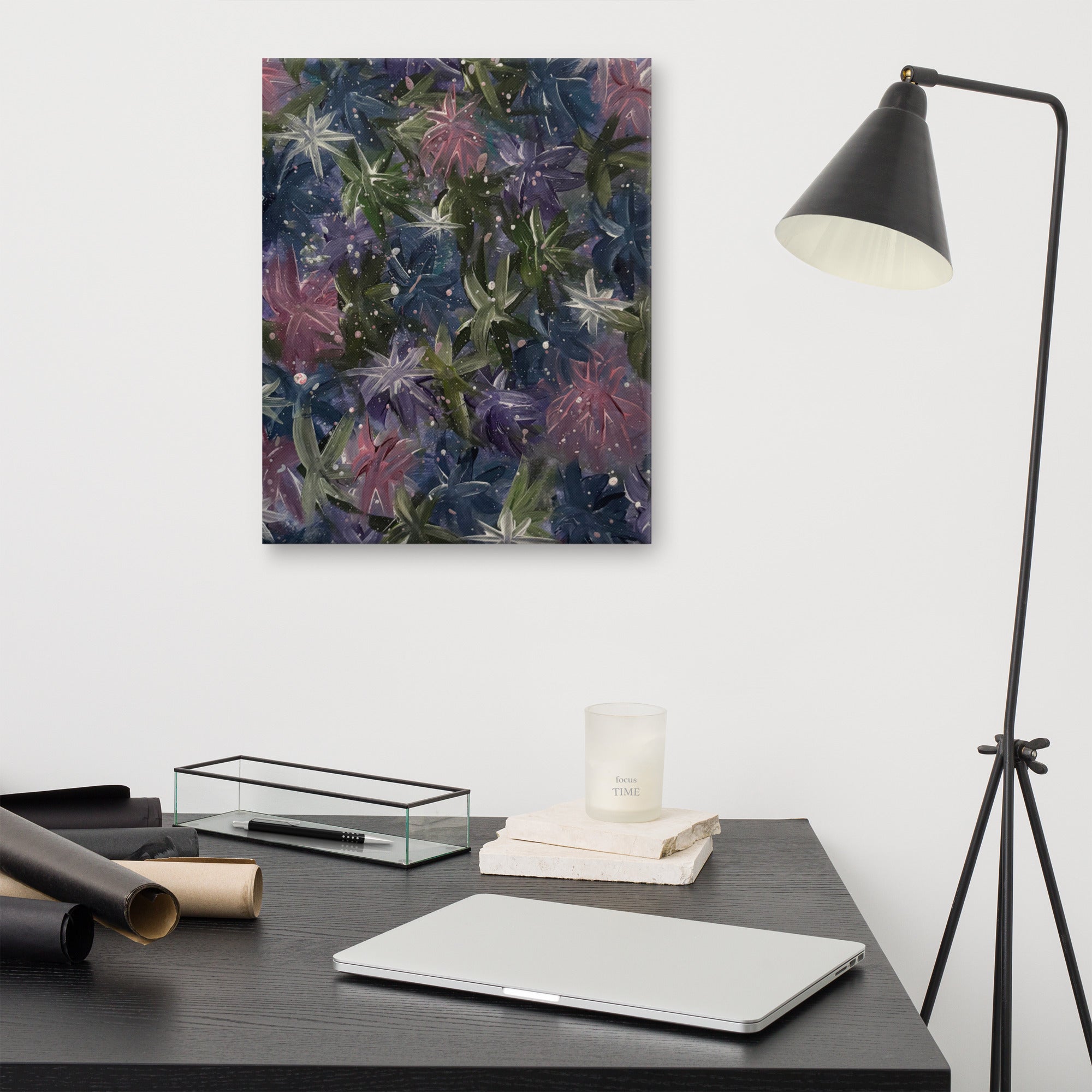 Abstract celestial floral canvas print by Petals & Ash Studio featuring vibrant, artistic floral designs on a 16x20 canvas.