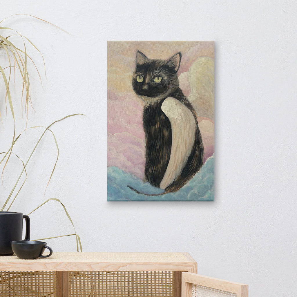Heavenly Cat canvas print by Petals & Ash Studio, 16x24 inch wall art featuring a detailed feline illustration on canvas.