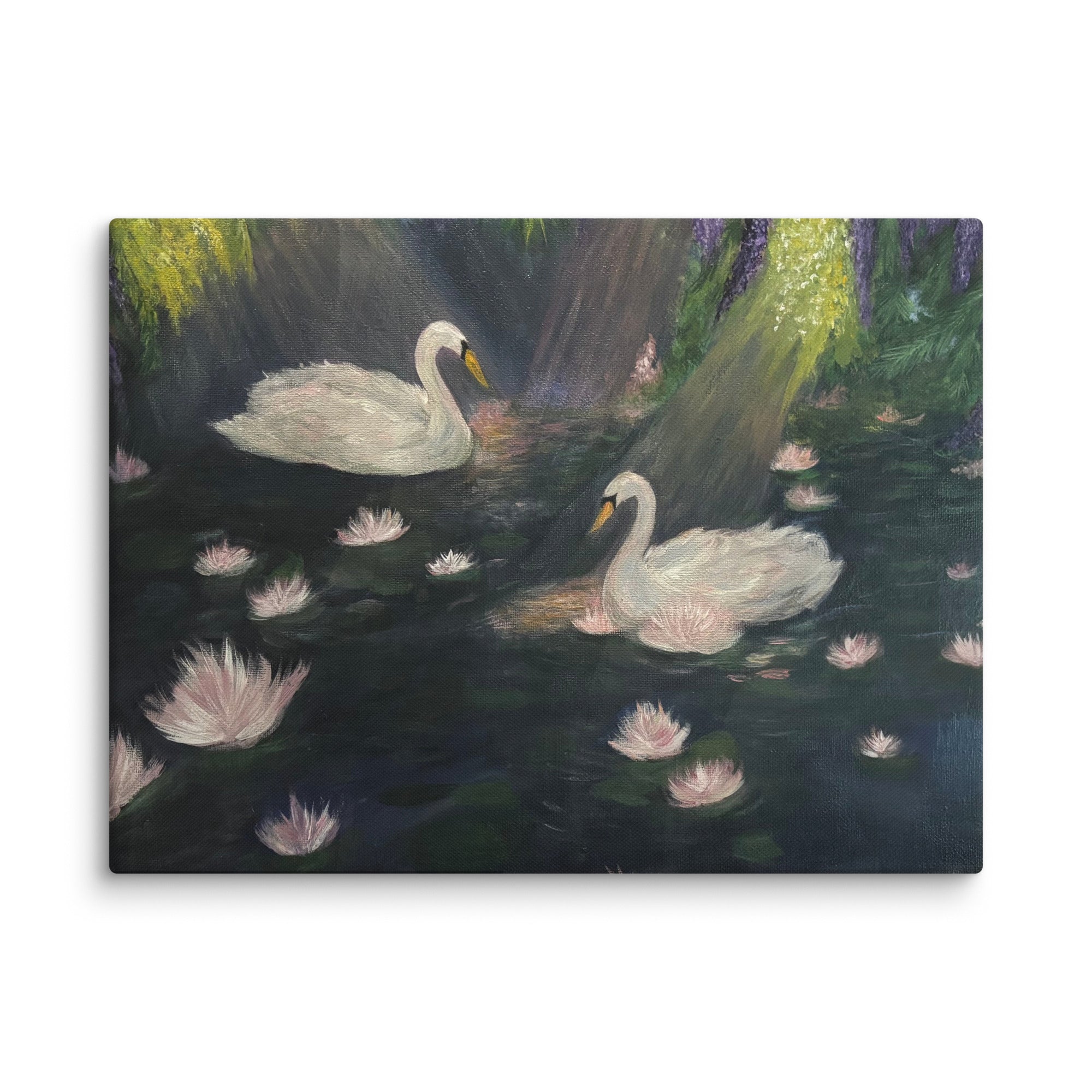 Swan Lake canvas print by Petals & Ash Studio featuring a beautiful ballet-themed artwork in 18x24 inch wall decor.