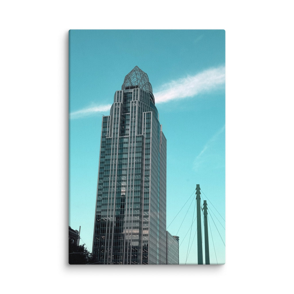 City building photo canvas print by Petals & Ash Studio, featuring a detailed urban skyline on an 8x12 wall art canvas.