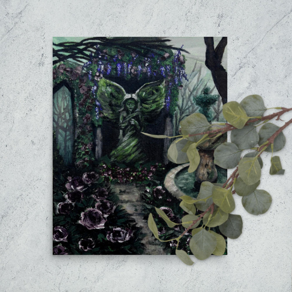 Angel in a Dark Place art print by Petals & Ash Studio on matte paper poster, featuring a dark, artistic angel design.