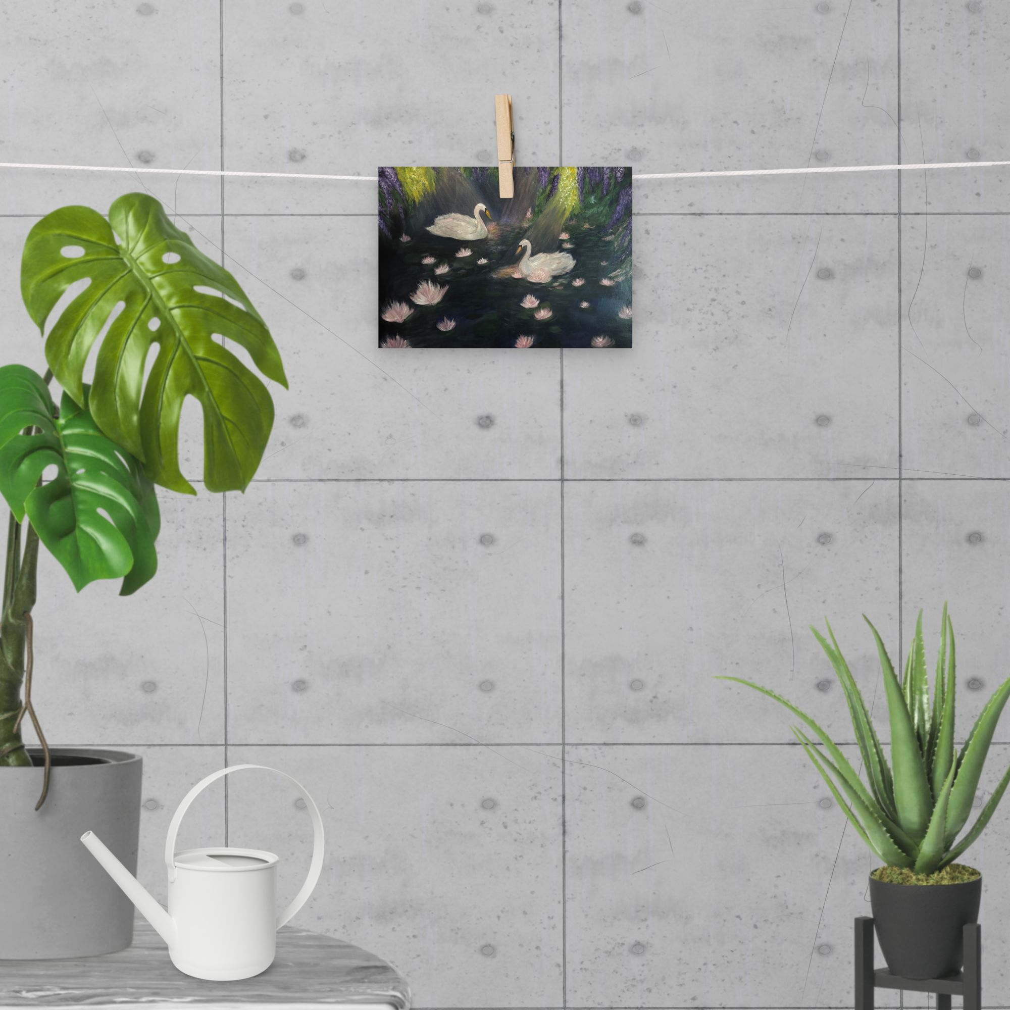 Petals & Ash Studio Swan Lake poster print on enhanced matte paper, featuring a ballet-themed design in a 5x7 size.