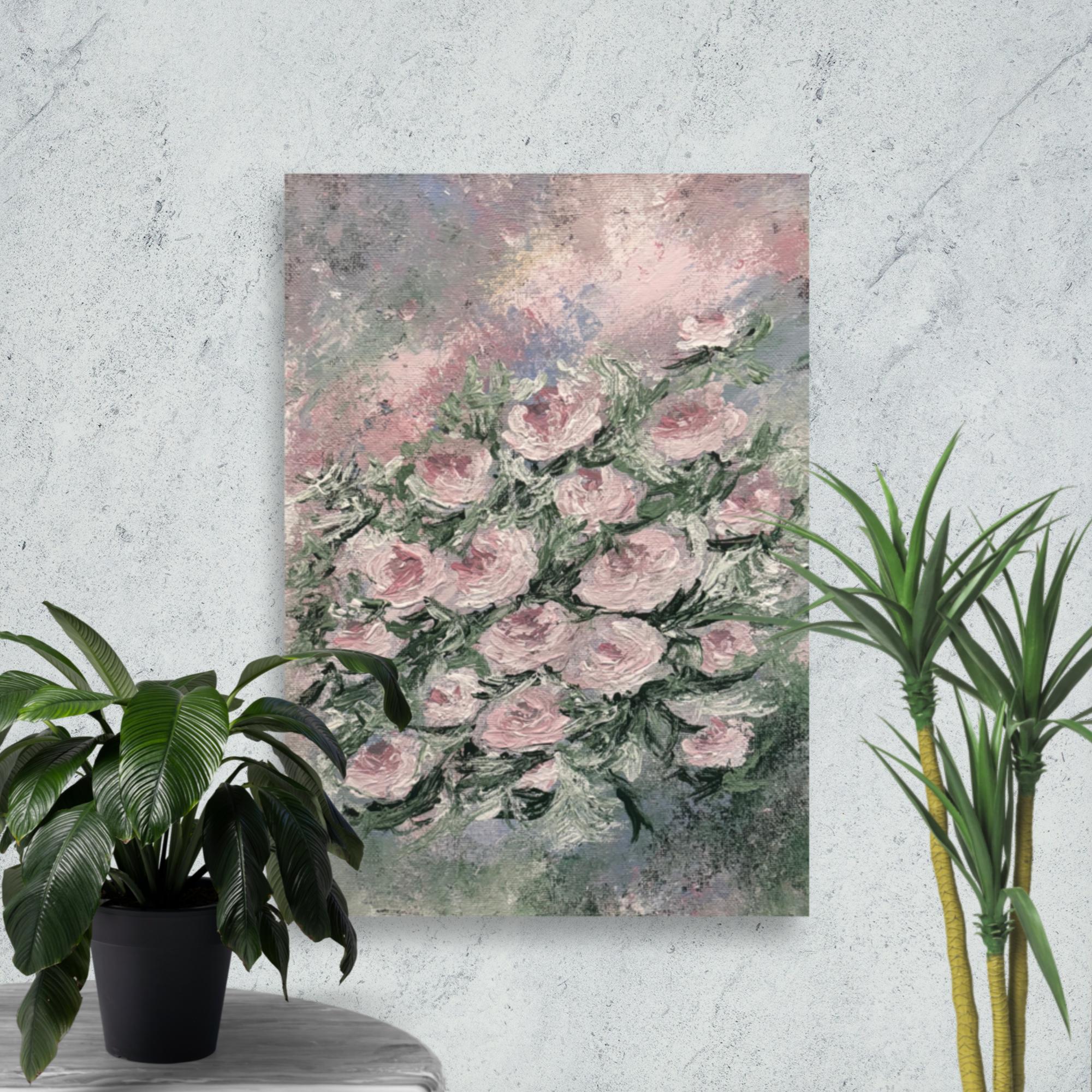 Petals & Ash Studio floral art print titled "Breathing Flowers" on enhanced matte paper poster, featuring vibrant blooming flower design.