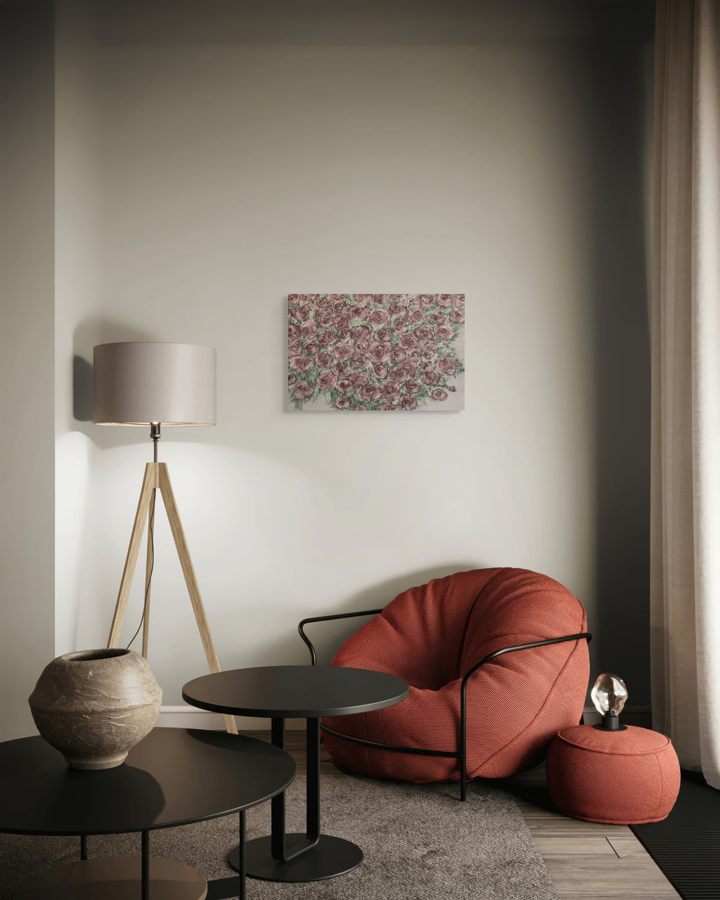 Colorful roses canvas print by Petals & Ash Studio showcasing vibrant, blooming roses in a floral wall art design.