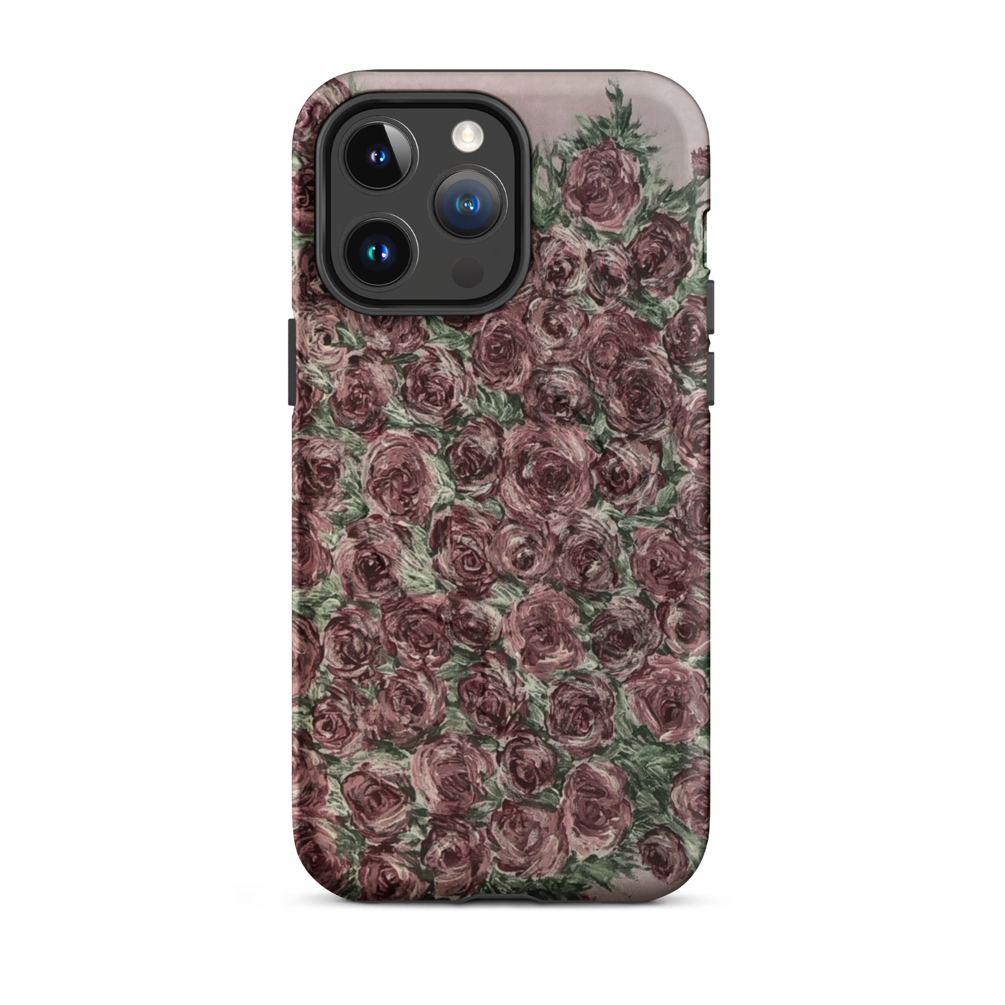 Petals & Ash Studio "An Abundance of Roses" MagSafe tough case for iPhone 14 Pro Max, with a matte floral rose design.