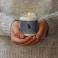Black cat scented soy candle in a 9oz white jar with sage and lavender aroma, from Petals & Ash Studio.